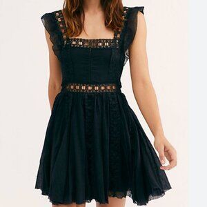 Free People FP One Verona Lace Trim Black Mini Dress Size XS